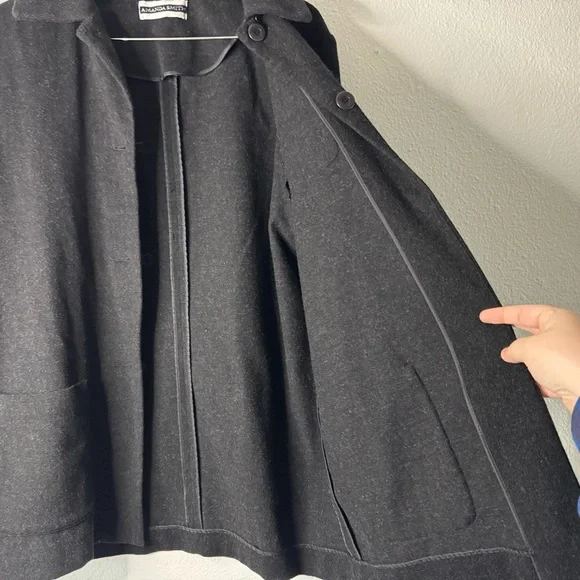 Vintage Amanda Smith Wool Cashmere Chore Jacket Size 14 Classic Vintage Academia - Picture 5 of 14